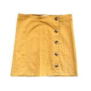 Love Tree Mustard Button-Front Mini Skirt